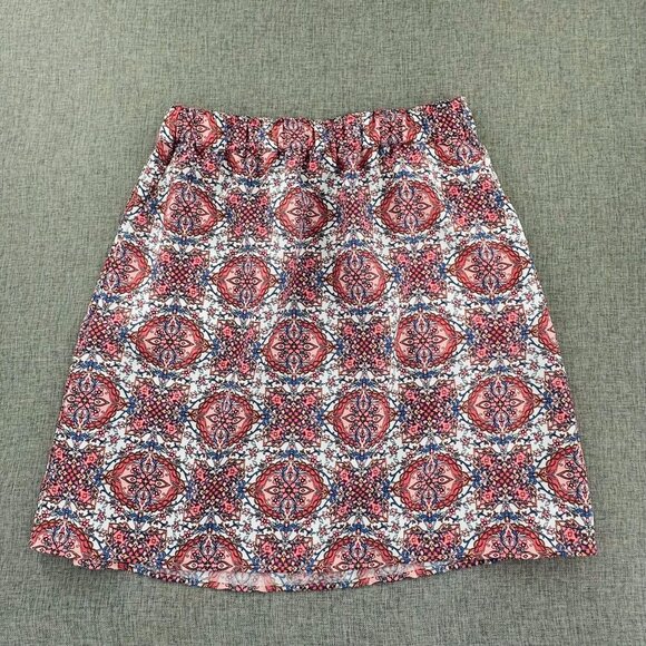 LOFT Skirt Elastic Waist Lightweight Pockets Medium Polyester Pink White Blue - Picture 1 of 10